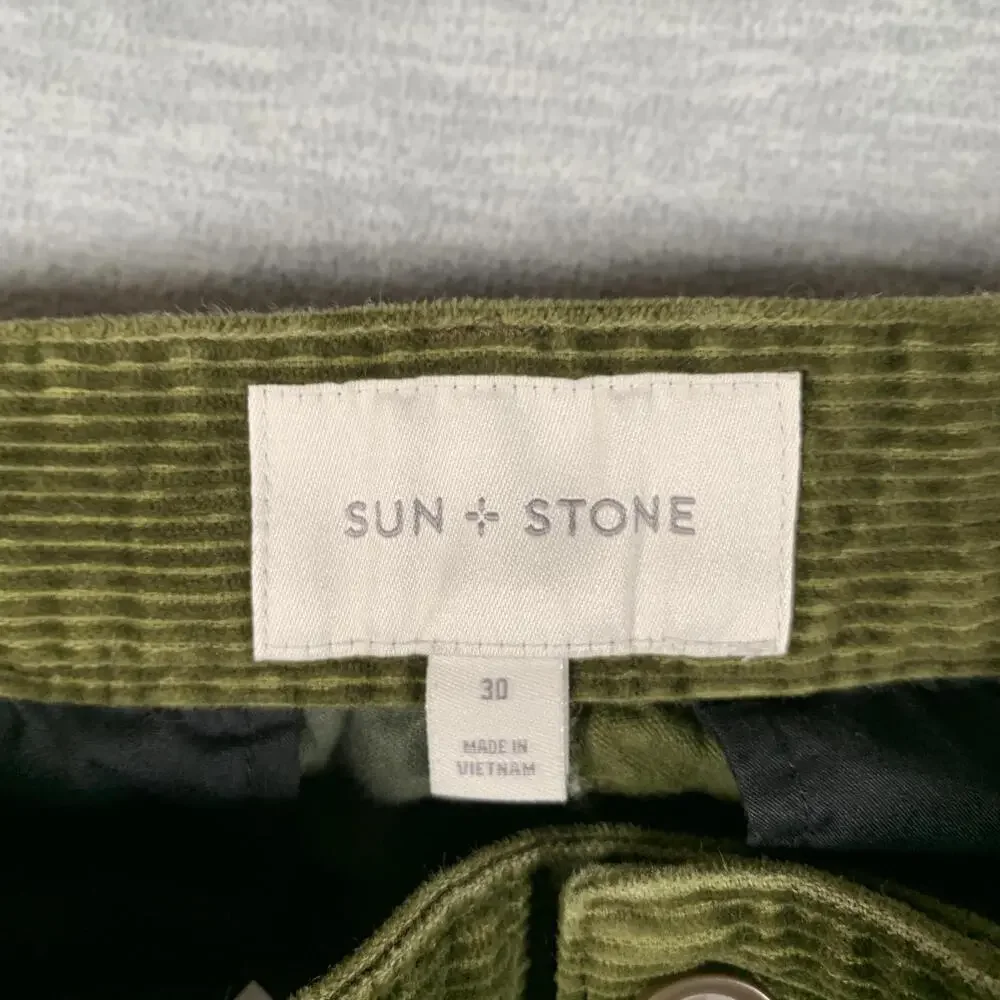 Sun + Stone Cargo Pants Mens 32x28 Green Corduroy Patchwork Utility Casual